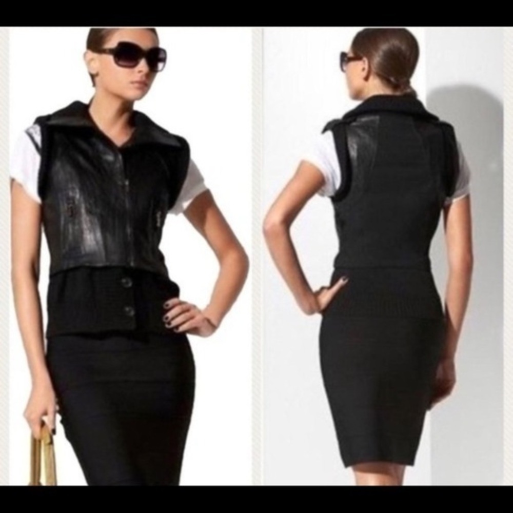 BCBGMaxAzria genuine leather and wool vest